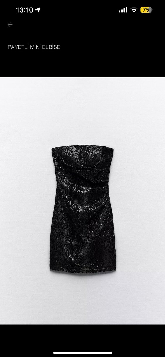 Siyah Parlak Yılan Derisi Desenli Mini Elbise - Görsel 2