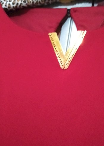 Kırmızı Büyük beden elbise - Görsel 2