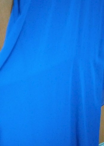 Mavi Uzun Drapeli Kadın Elbise - Görsel 6