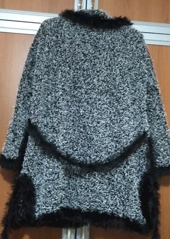 Kürk Detaylı Gri Kadın Uzun Kaban - Görsel 5