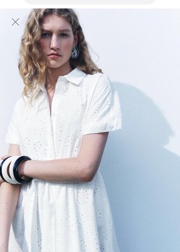 Zara Kadın Beyaz Pamuklu Uzun Elbise - Görsel 2