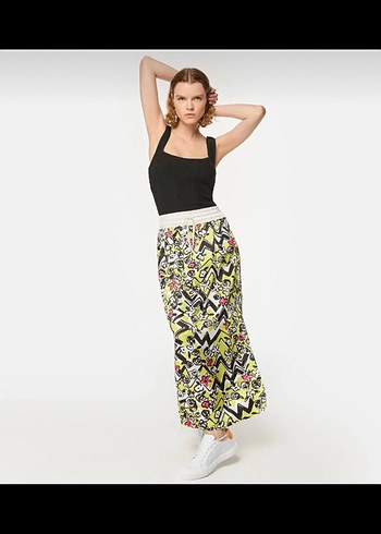 Twist Renkli Pilili Uzun Kadın Etek - Görsel 2