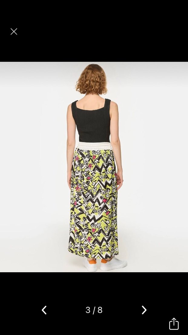 Twist Renkli Pilili Uzun Kadın Etek - Görsel 3