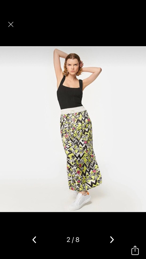 Twist Renkli Pilili Uzun Kadın Etek - Görsel 2