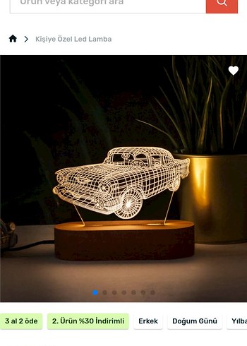 Mudo Concept Klasik Araba Modeli 3D LED Lamba Beyaz