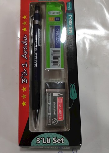 3'lü Siyah Kalem, Silgi ve Uç Seti