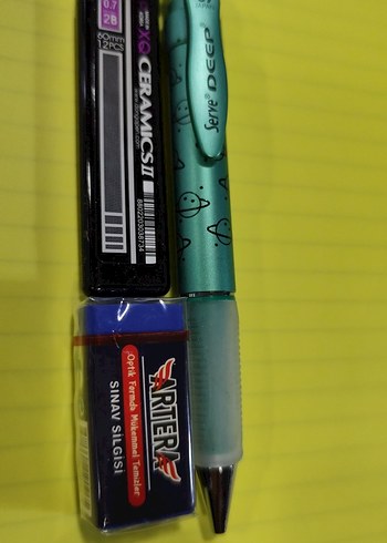 Renkli Yeşil Mekanik 07 Kalem ve Sınav Silgisi