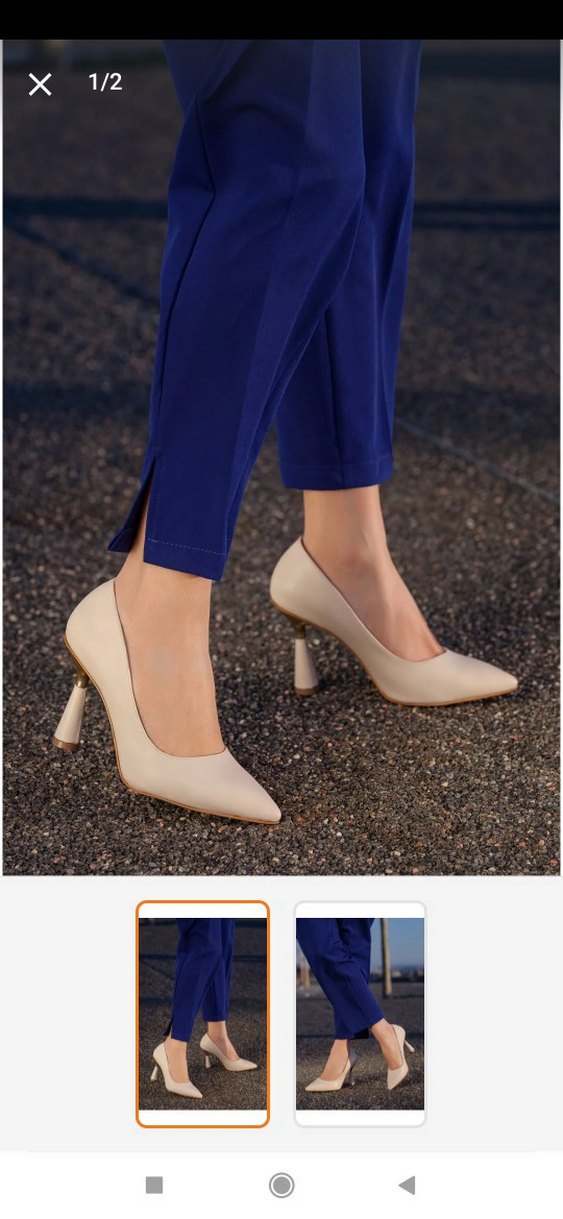 Bej Stiletto Topuklu Kadın İş Ayakkabısı - Görsel 2