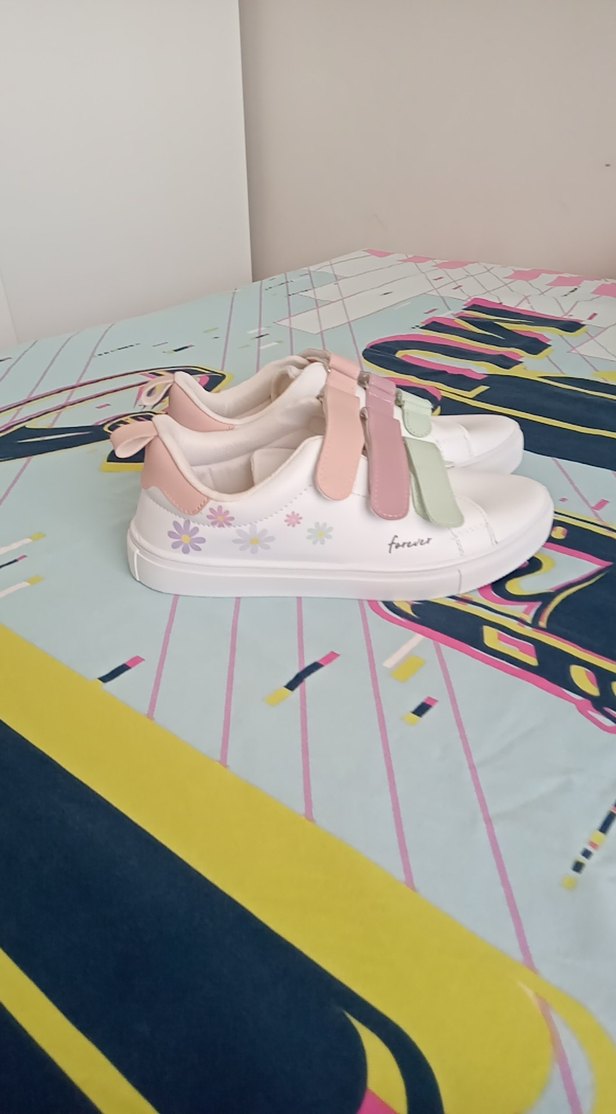 Kız Çocuk Çok Renkli Pastel Cırtlı Spor Ayakkabı - Görsel 4