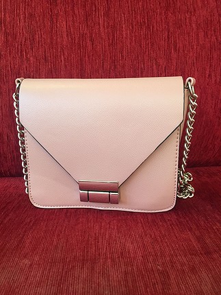 Bershka pembe mini dokulu çanta 