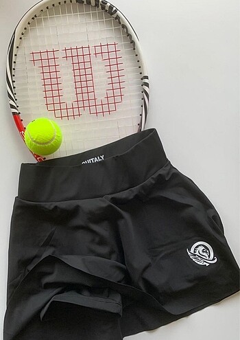 s Beden siyah Renk Şortlu yüksekbel tenis eteği
