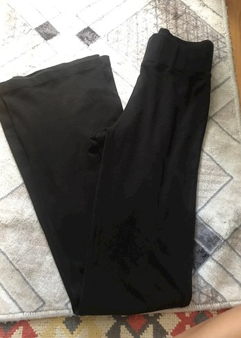 Diğer Siyah Kadın Fitilli Midi İspanyol Paça Spor Pantolon