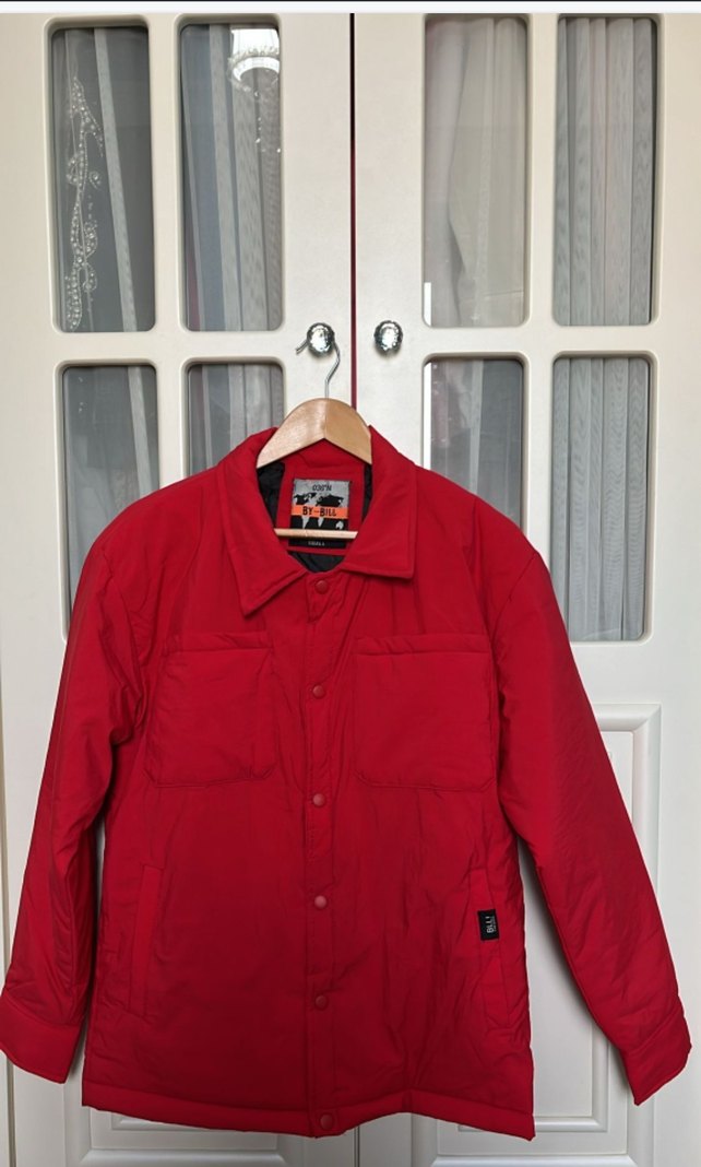 Kırmızı Düğmeli Erkek Street Wear Mont - Görsel 5