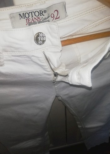 Düğmeli Beyaz Kadın Kot Pantolon - Görsel 10