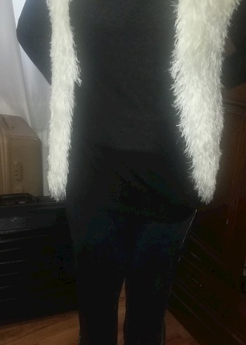 Bej Kürk Detaylı Bohem Kadın Yelek - Görsel 3