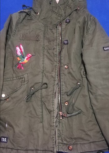 Düğmeli Nakışlı Yeşil Kadın Ceket BERSHKA MARKA