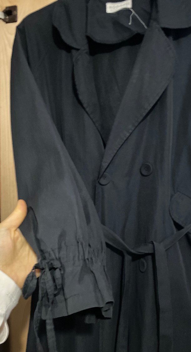 Siyah Uzun Kemerli Kadın Trençkot - Görsel 3