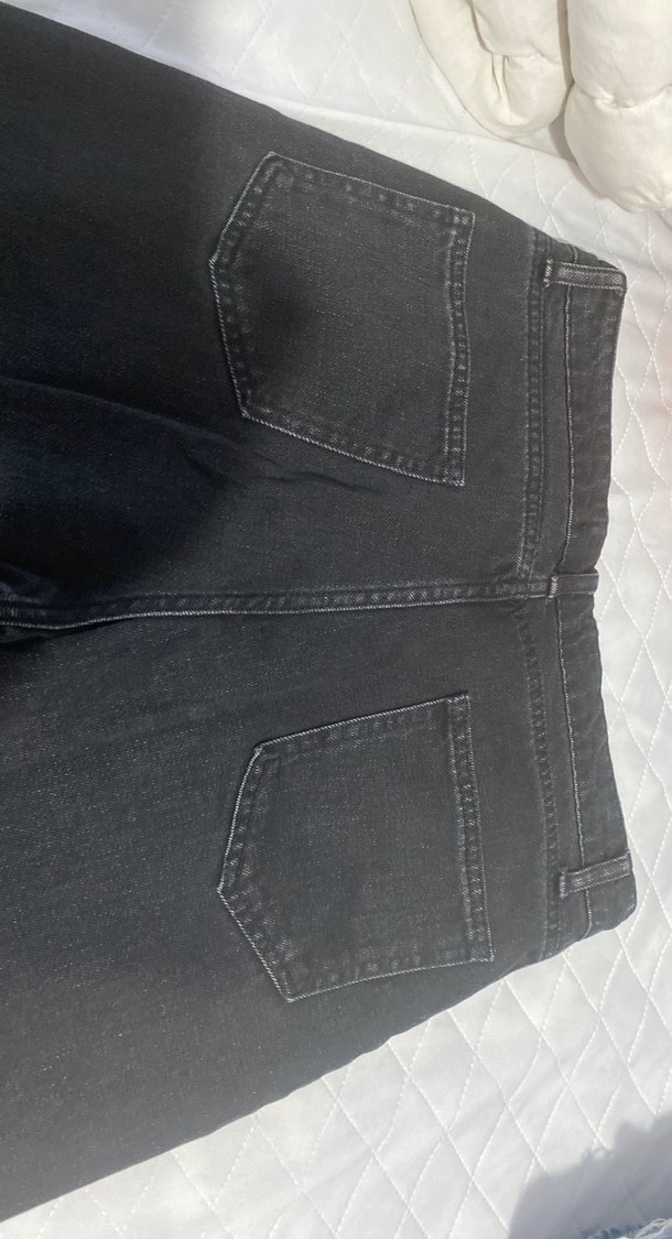 Kadın Siyah Kemerli Denim Pantolon - Görsel 3
