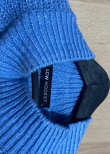 Mavi Örgü Kadın Triko Kazak - Görsel 2