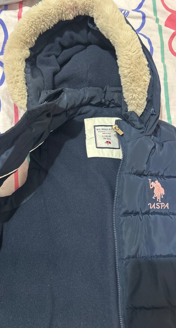 Kız Çocuk Lacivert Kürklü Kapüşonlu Yelek - Görsel 2