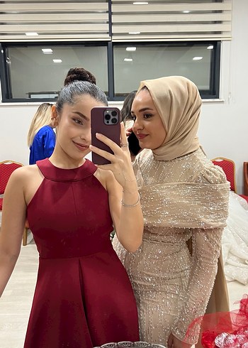 Özel Dikim Bordo Mini Elbise - Görsel 2