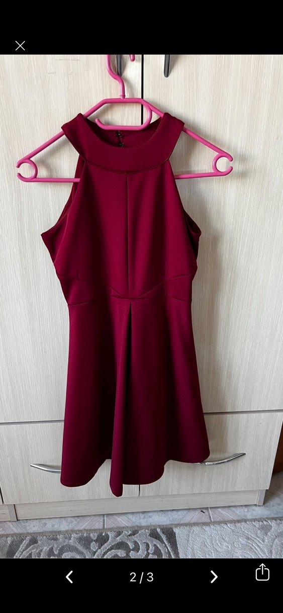 Özel Dikim Bordo Mini Elbise - Görsel 4