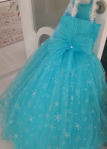 7 Yaş Beden mavi Renk Elsa elbise