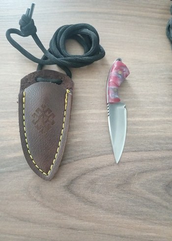 Beden Renkli Saplı Mini Bıçak ve Deri Kılıflar