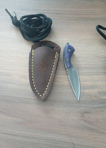 Karaca Renkli Saplı Mini Bıçak ve Deri Kılıflar