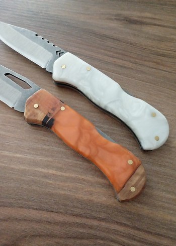 Beden Diger Katlanabilir Bıçak Seti, Bej ve Turuncu Saplı