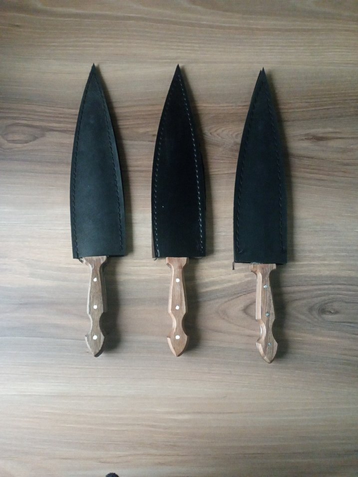 Bej Saplı Bıçak Seti ve Kılıfları - Görsel 5