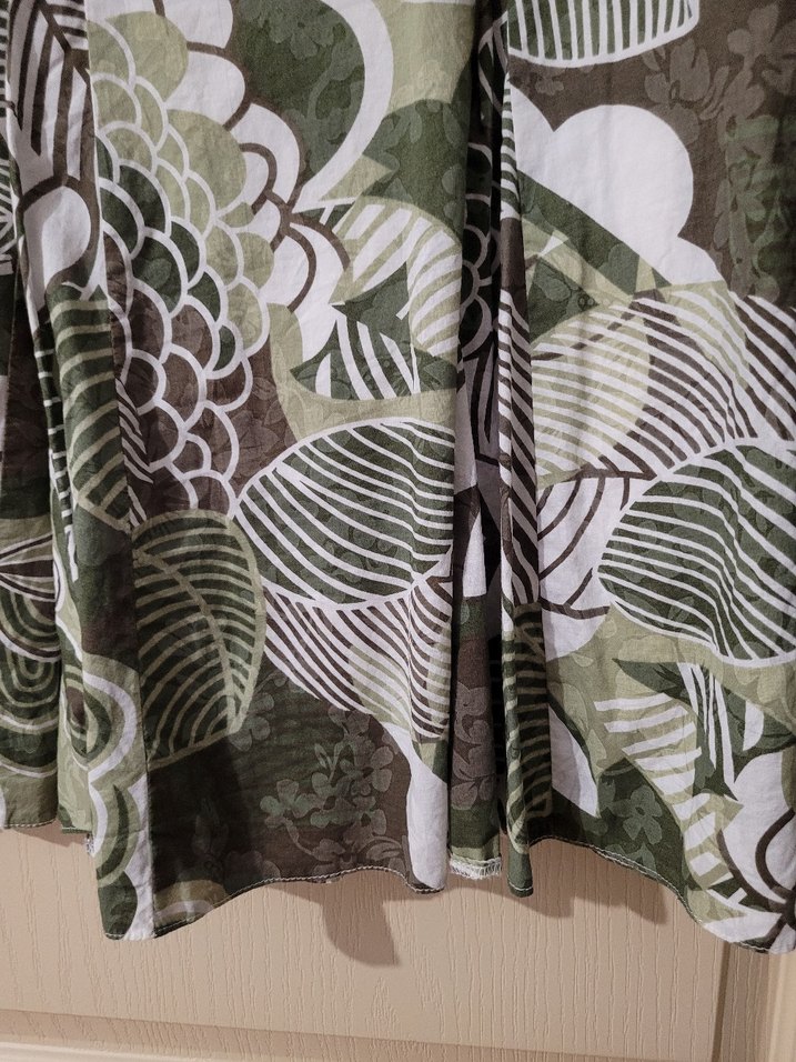 Yeşil Desenli Piliseli Midi  Etek - Görsel 2