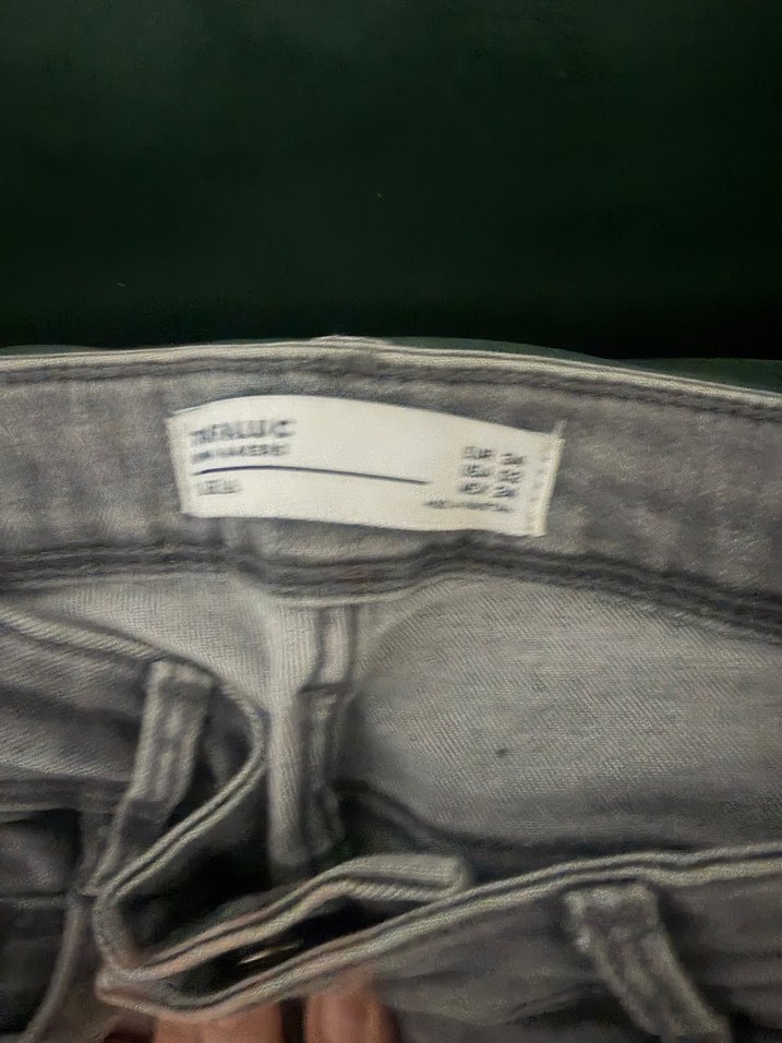 Gri Kadın Midi Boy Jean Pantolon - Görsel 2