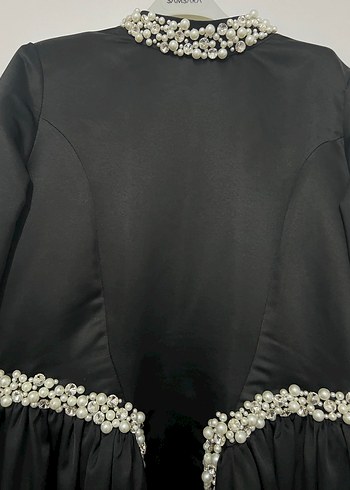 Siyah Uzun Kollu Gotik Abiye Elbise - Görsel 2