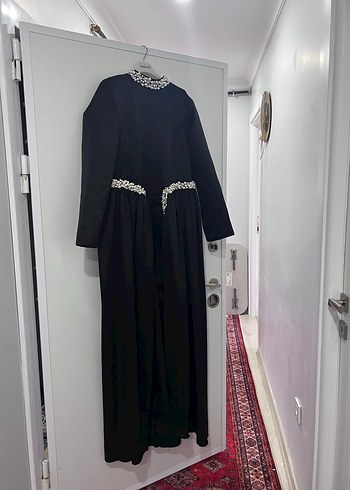 Siyah Uzun Kollu Gotik Abiye Elbise - Görsel 6