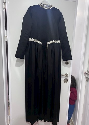 Siyah Uzun Kollu Gotik Abiye Elbise - Görsel 4