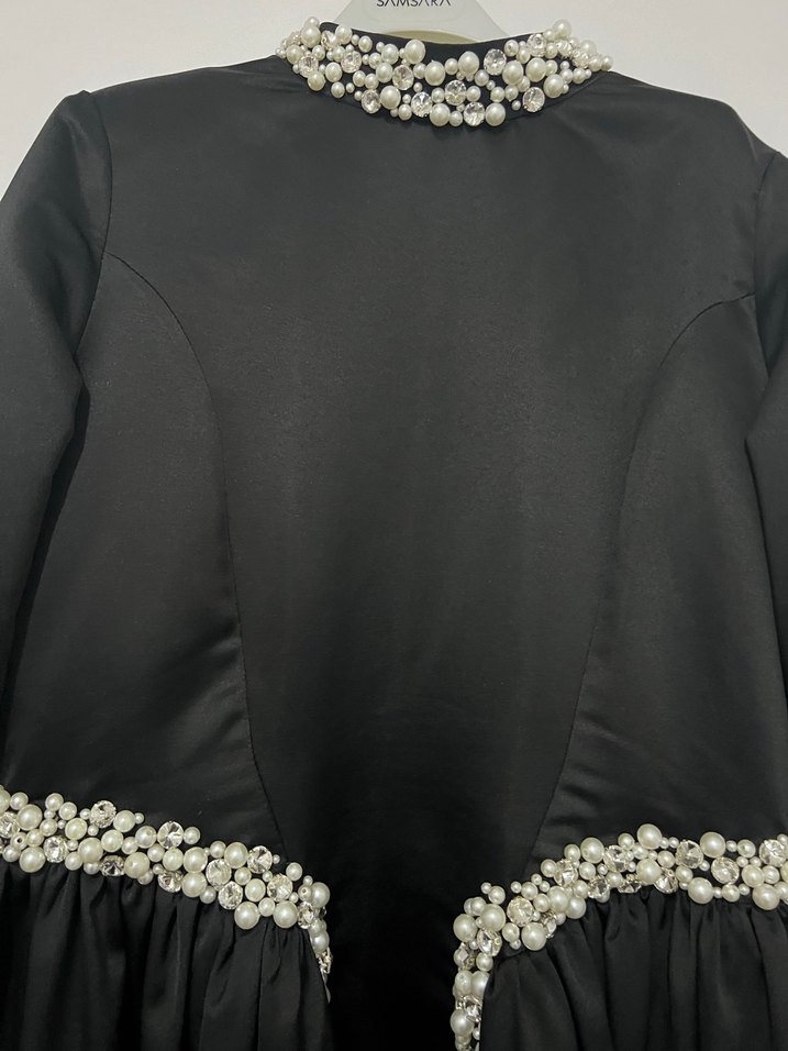 Siyah Uzun Kollu Gotik Abiye Elbise - Görsel 2