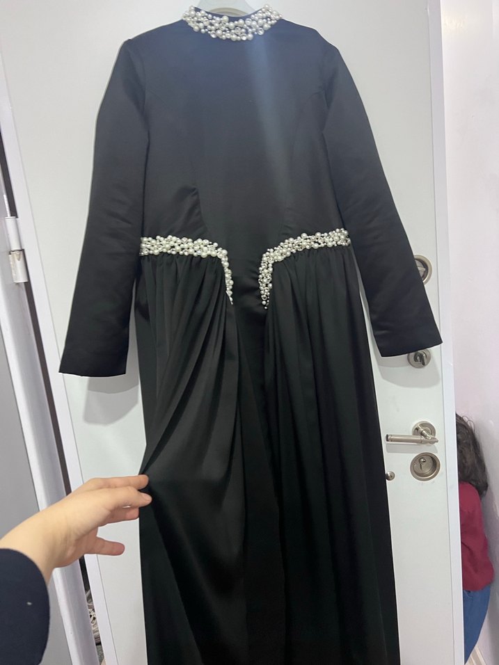 Siyah Uzun Kollu Gotik Abiye Elbise - Görsel 3