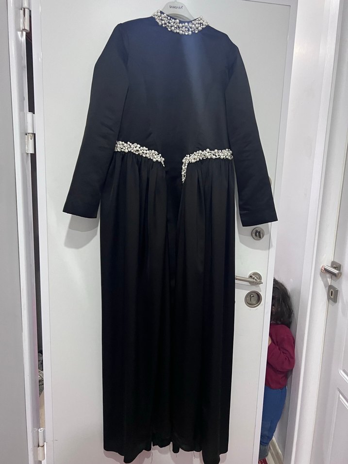 Siyah Uzun Kollu Gotik Abiye Elbise - Görsel 4