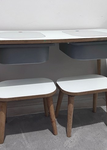 Çocuk aktivite masası Beyaz ve Gri Çocuk Sandalyesi Seti - Görsel 3