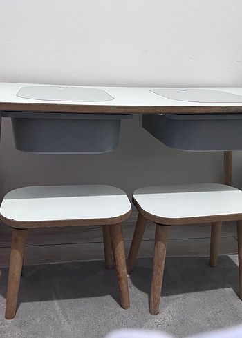 Çocuk aktivite masası Beyaz ve Gri Çocuk Sandalyesi Seti - Görsel 2