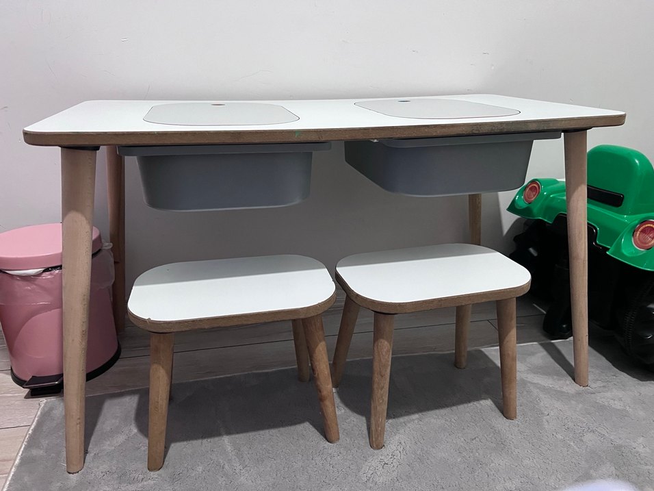 Çocuk aktivite masası Beyaz ve Gri Çocuk Sandalyesi Seti - Görsel 3