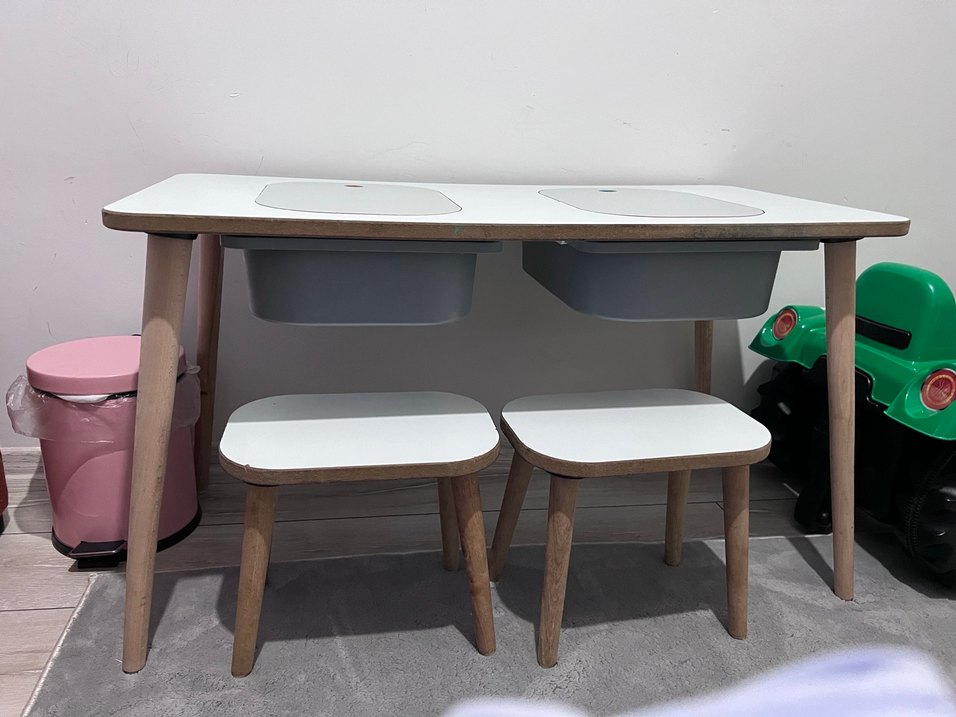 Çocuk aktivite masası Beyaz ve Gri Çocuk Sandalyesi Seti - Görsel 2