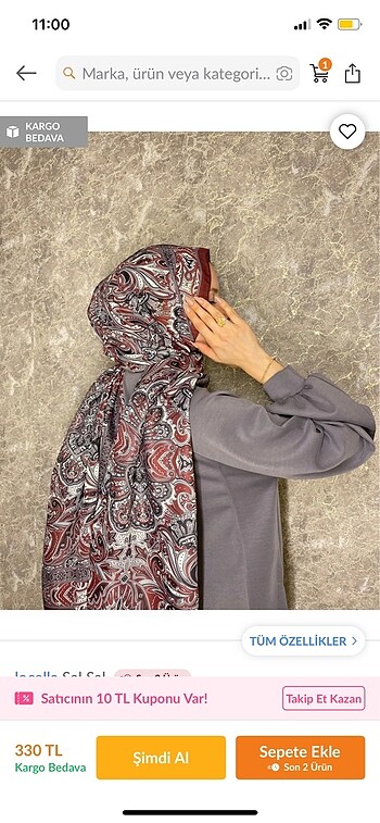 Bordo etnik desen şal