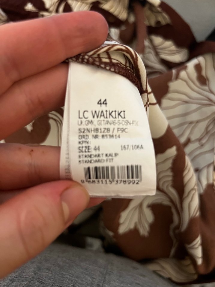 Kahverengi Batik Desenli Uzun Kollu Ofis Gömleği - Görsel 3