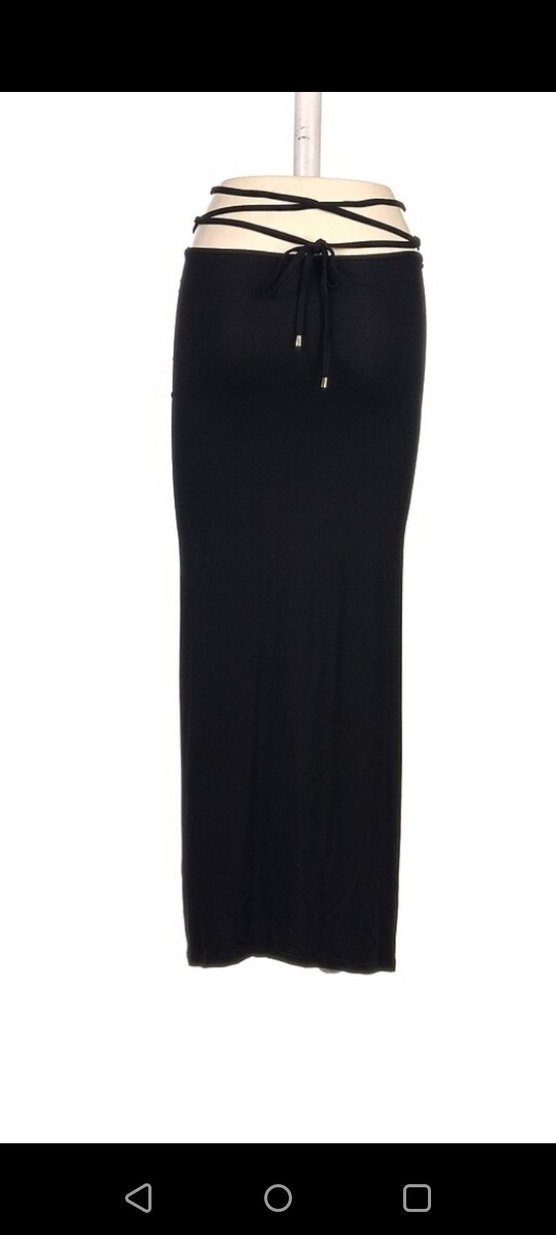 Siyah Uzun Derin Yırtmaçlı Etek - Görsel 3