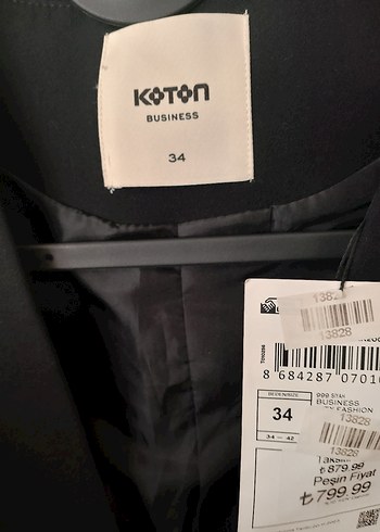 Koton Kadın Düğmeli Siyah Business Yelek