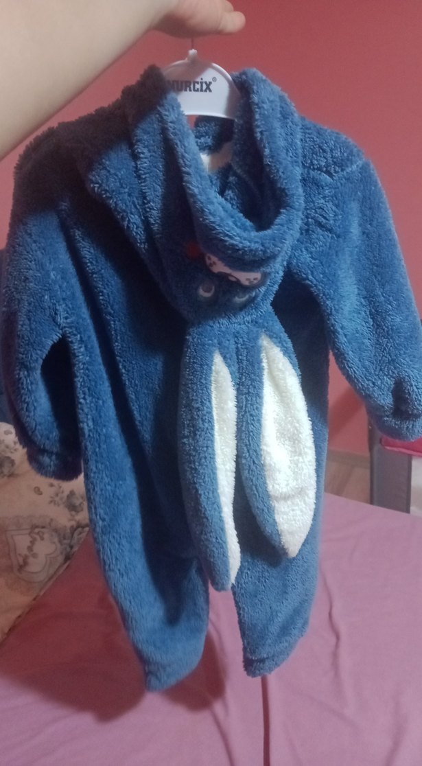 Mavi Peluş Bebek Tulumu - Görsel 5