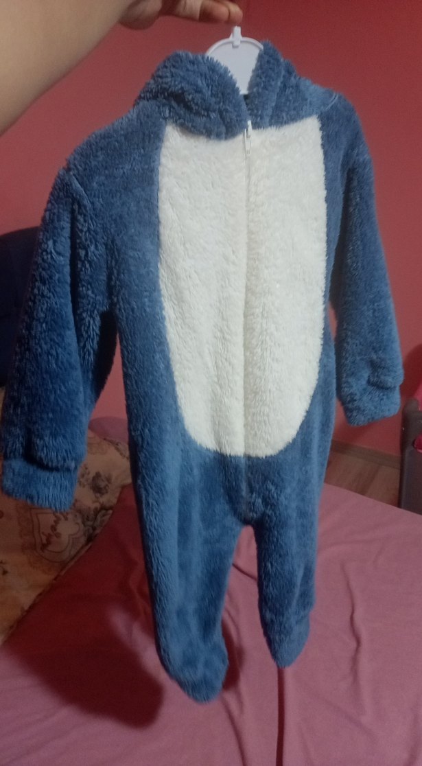 Mavi Peluş Bebek Tulumu - Görsel 3