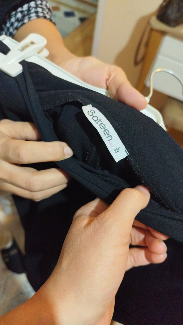 Siyah Kadın Uzun Kumaş Pantolon Yırtmaçlı - Görsel 3